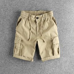 Shorts pour hommes THR Dimensional Pocket Design Fl Wash Natural Wash Pour faire de l'ancien short décontracté pour hommes coton tissé d'été Vintage Quarter Pantalon Y240507