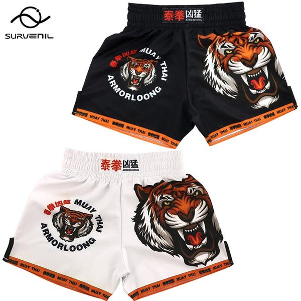 Shorts pour hommes Tiger Muay Thai Impression MMA Hommes Femmes Enfants Pantalon de combat à séchage rapide Sanda Boxe Entraînement Kickboxing TroncsHommes