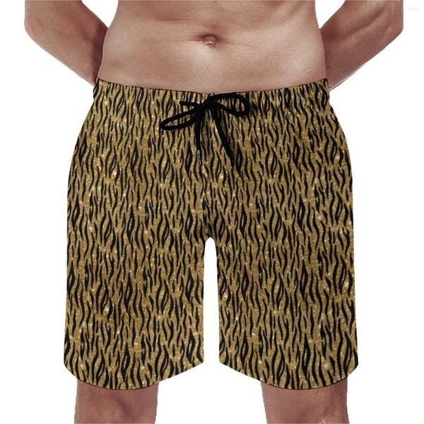 Shorts pour hommes Tiger Skin Gym Summer Black Gold Stripes Print Sportswear Beach Séchage rapide Vintage Custom Plus Taille Maillot de bain