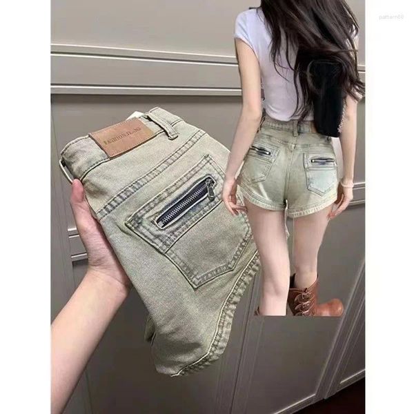 Shorts pour hommes serrés et mince fille américaine rétro denim pour femmes conception d'été pantalon à fond A-line pour couvrir les fesses y2k