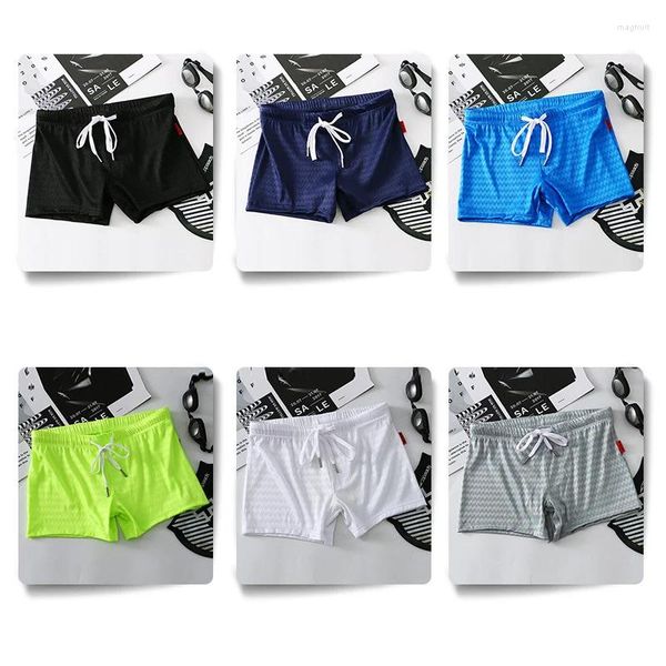 Pantalones cortos para hombres Traje de baño corto apretado Hombres Tablero Pantalones de playa Nadar Surfing Homme Sólido Natación Boxer Troncos Trajes de baño