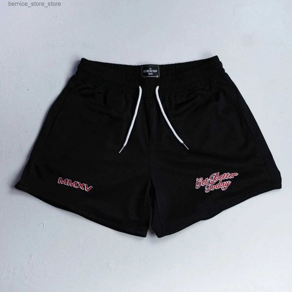 Shorts pour hommes Aujourd'hui, j'ai reçu un meilleur short double filet pour hommes, gym, basket-ball, course à pied, marque GBT, fitness, imprimé Y2K, vêtements pour hommes Q240305