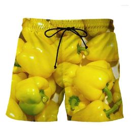 Short masculin tomates brocoli chili pantalon court 3d imprimé légumes plage streetwear nage de bain drôle