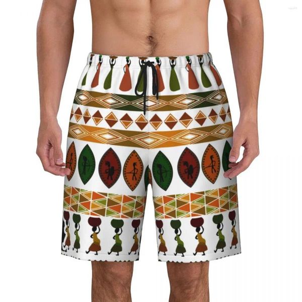 Shorts masculins traditionnels africain motif d'ethnique imprimé sets de baignade