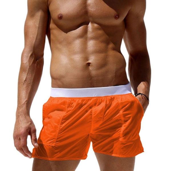 Shorts pour hommes maillots de bain transparents hommes Sexy maillot de bain mode court solide plage Boxer vêtements de plage vacances sports surf plagehommes