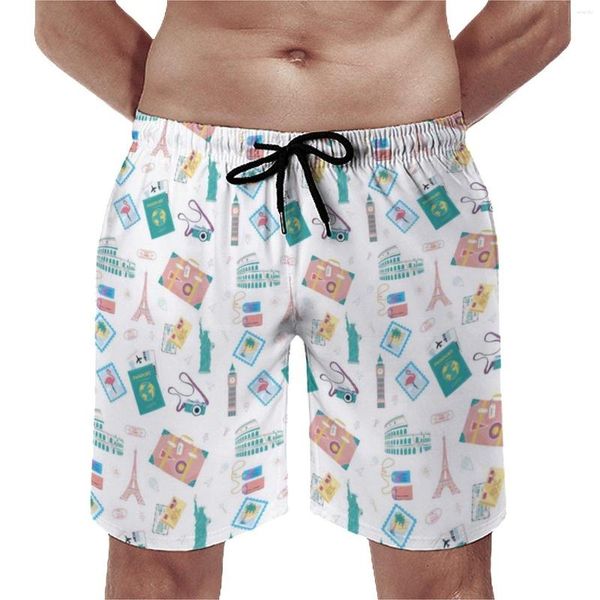 Shorts pour hommes voyage vacances conseil été passeport vacances valise sport pantalons courts hommes séchage rapide drôle personnalisé maillot de bain