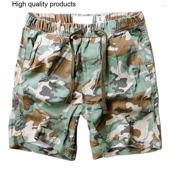 Pantalones cortos para hombres Moda Algodón Camuflaje Cargo Verano Hombres Casual Militar Suelto Baggy Cintura Elástica Boardshorts Ropa de calle