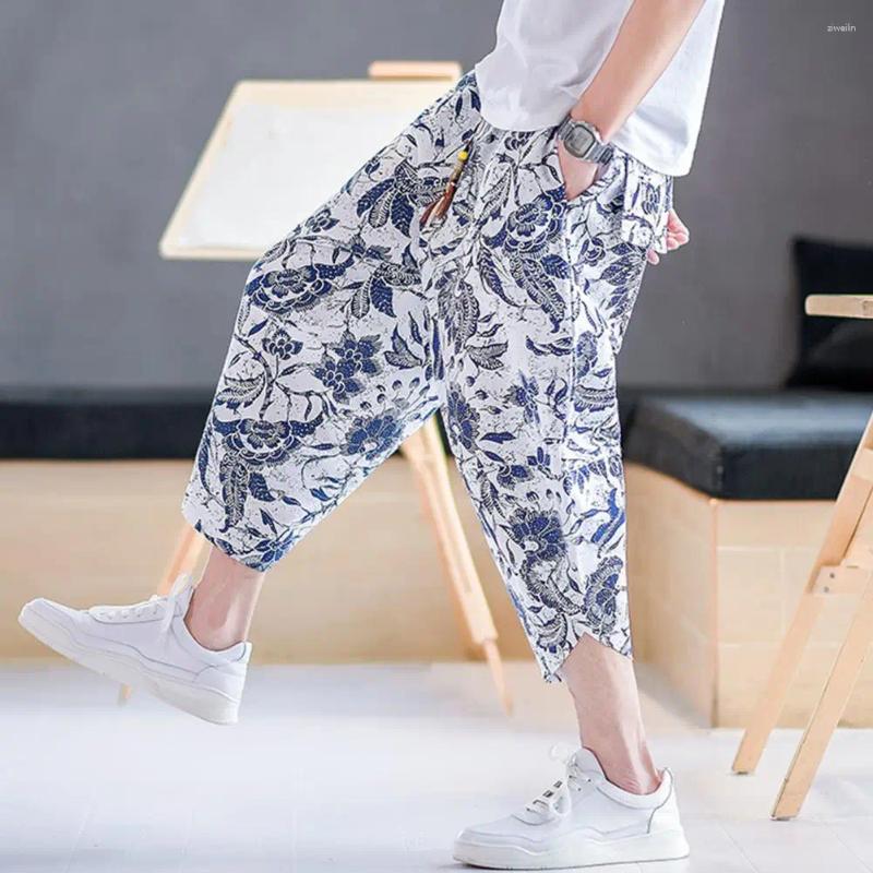 Heren shorts trendy mannen zomers broek vintage meerdere zakken midden taille bijgesneden dagelijkse slijtage