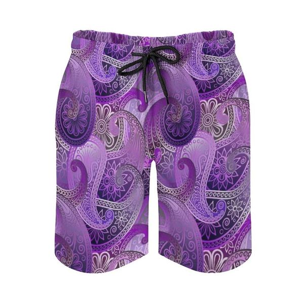 Short tendance pour hommes, motif Paisley violet, maillot de bain de plage à séchage rapide, maillot de bain, pantalon de Surf, sport