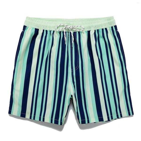 Short rayé tendance pour hommes, culotte de natation ample, maillot de bain aux genoux, vêtements de plage, vacances, voyage