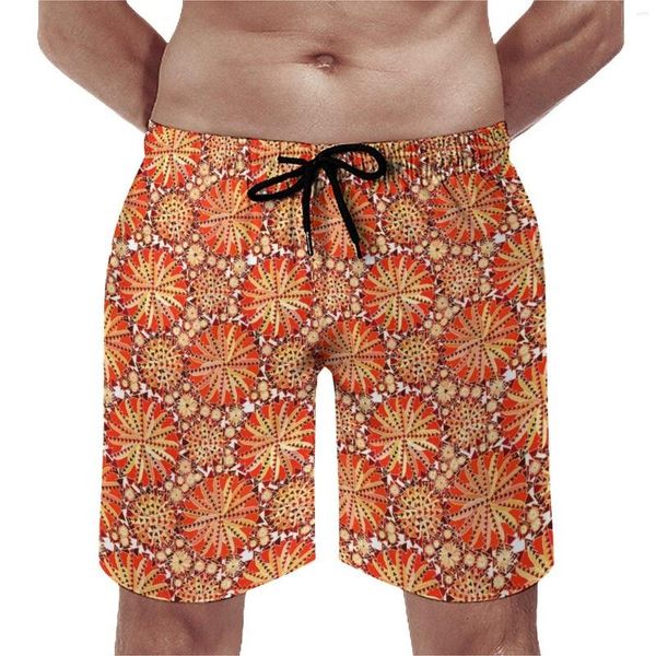 Shorts pour hommes Tribal Print Board Orange Mandala Hawaii Pantalons courts Hommes Design Sports Surf Maillot de bain à séchage rapide Cadeau d'anniversaire