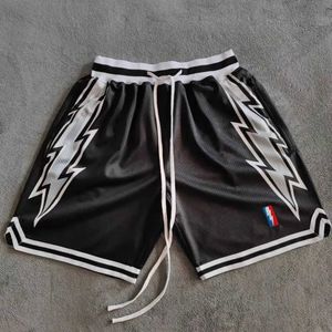 Short masculin short de basket-ball imprimé en flash état noir plus trilleux avec poches à fermeture éclair