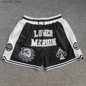 Shorts pour hommes Trillest Black Lower Merion High School Basketball Shorts brodés 33 Bryant Street Style Training Pants Q240329