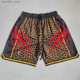 Shorts pour hommes Trillest Los Angeles Style Black Mamba Spirit Short de basket imprimé Scratch avec poches zippées pour la rue portant un pantalon d'entraînement Q240329