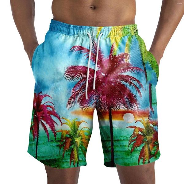 Pantalones cortos para hombre Tropics Y2k Pantalones de playa Hombres 3D Impreso Tabla de surf Verano Hawaii Traje de baño Swim Trunks Cool