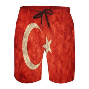 Herenshorts Turkije Country Flag Vintage Heren Zomer Losse Ademende Casual Strandbroek Heren