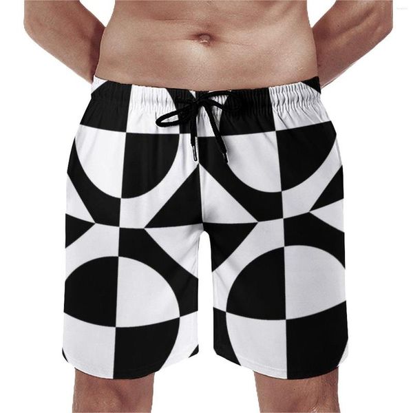 Pantaloncini da uomo Bicolore Board Estate Nero Bianco Stile anni '60 Abbigliamento sportivo Pantaloni corti da spiaggia Quick Dry Design casual Costume da bagno oversize