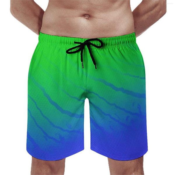 Pantalones cortos para hombre, tablero de dos tonos, colores de verano, pantalones cortos deportivos a rayas, bañadores de secado rápido con gráficos hawaianos de talla grande