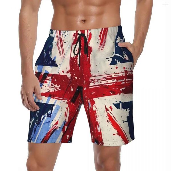 Pantalones cortos para hombre Bandera del Reino Unido Tablero 3D Impresión de verano Casual Y2K Pantalones cortos divertidos Hombre Correr Transpirable Personalizado DIY Bañadores