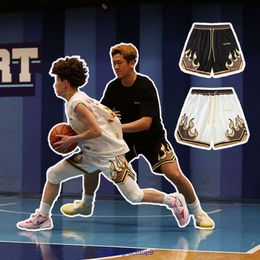 Pantalones cortos para hombre, malla serie American Flame sin grilletes con tecnología de bordado, pantalones deportivos de baloncesto de secado rápido de 7bar