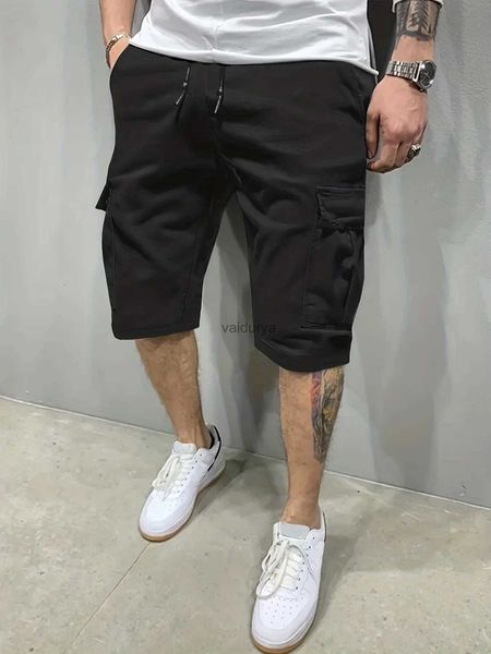 Pantalones cortos para hombres EE. UU. De gran tamaño 5XL Pantalones cortos sólidos de verano para hombres Tamaño grande Sólido Cintura elástica Pantalones cortos para hombres Outwear Black Beach Chubby Cargo Shorts Boys YQ231220