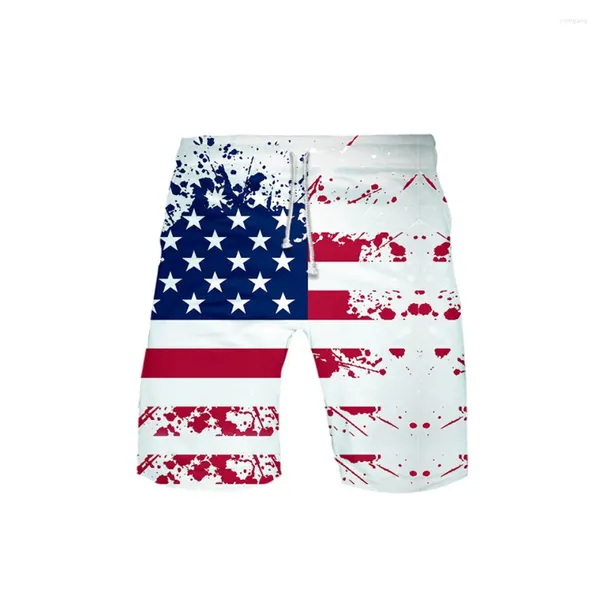 Pantalones cortos para hombres Bandera de EE. UU. Estrellas y rayas americanas Troncos de tablero 3D Verano Secado rápido Playa Natación Niños Hip Hop Pantalones cortos