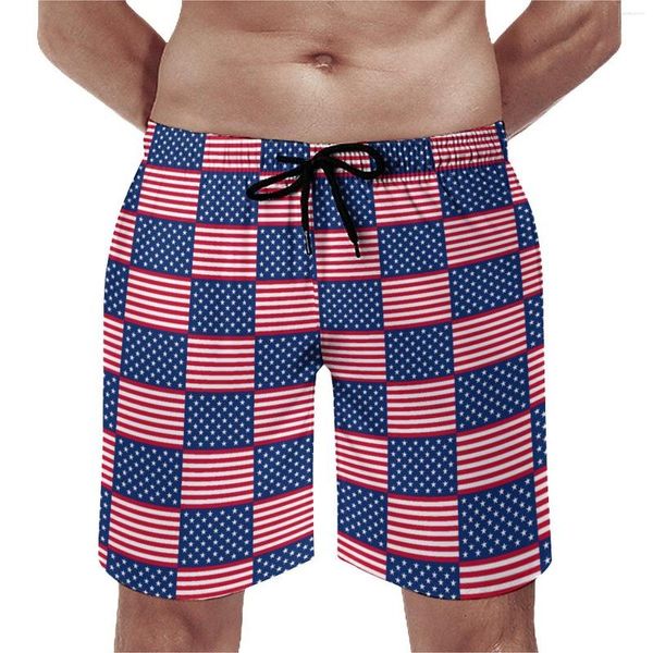 Pantalones cortos para hombre, bandera de EE. UU., gimnasio, Día Nacional Americano, pantalones cortos informales, pantalones cortos para hombre, surf personalizado, bañadores de playa de secado rápido, regalo