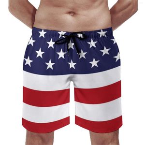 Shorts pour hommes USA Flag Print Board Summer American Stars Stripes Sports Fitness Beach Pantalons courts Séchage rapide Funny Plus Size Maillots de bain
