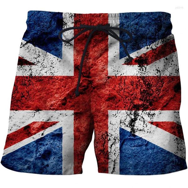 Pantalones Cortos para Hombres EE. UU. Reino Unido Bandera Nacional Gráfico Tablero para Hombres Pantalones Cortos Impresos en 3D Casual Hawaii Surf Swim Trunks Bikini Sunny Beach Traje de baño