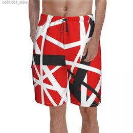 Pantalones cortos para hombre Pantalones cortos de Van Halen EVH 5150 pantalones cortos de playa a rayas con maleta de natación de gran tamaño impresa para hombre regalo creativo Q240329