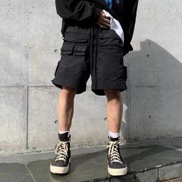 Shorts pour hommes Vibe Style High Street Noir Multi-poches Cargo Shorts pour hommes Cordon Droit Été Casual Surdimensionné Genou Longueur Pantalon G230316