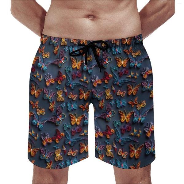 Pantalones Cortos para Hombre, Tablero De Mariposas Vibrantes, Estampado Animal, Pantalones Cortos De Playa Vintage, Diseño Masculino, Bañador para Correr De Secado Rápido, Idea De Regalo