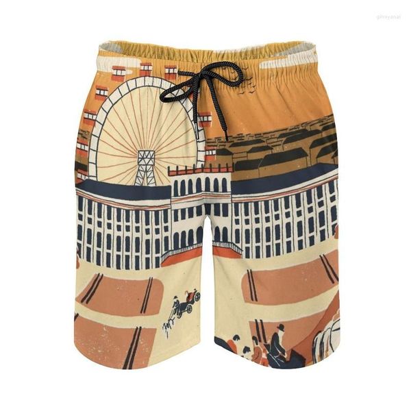 Pantalones cortos para hombre Viena Bañador Deportes Playa Surf Bolsillos y forro de malla Austria Carruaje tirado por caballos