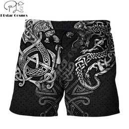 Pantalones cortos para hombres Viking Cool Tattoo Dragon 3D Impreso Pantalones cortos para hombre Unisex Streetwear Summer Beach Pantalones cortos sueltos Pantalones casuales Poliéster SDM04 T220825