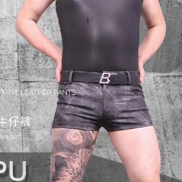 Shorts para hombres Vintage Fashion Man Biker Boxer Jeans Textura Denim ropa casual Apretada Fuerza convexa Pantalones cortos
