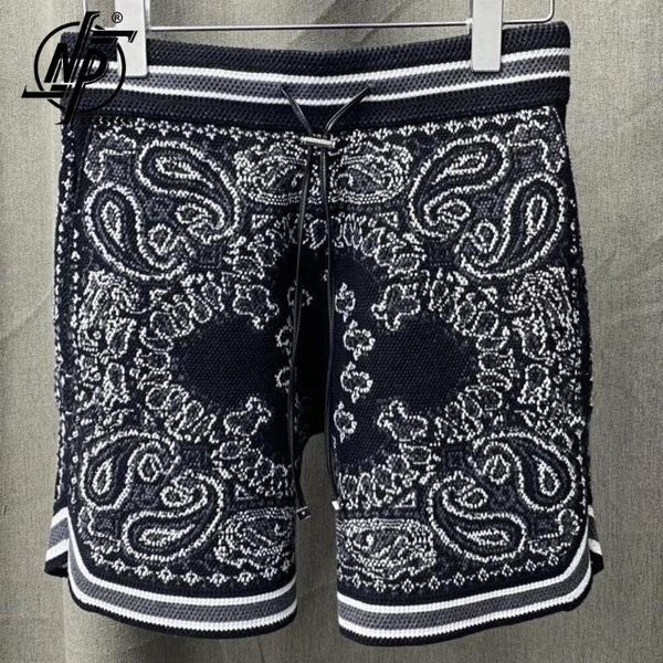 Pantalones cortos para hombres Vintage Paisley Print Hombres Cashmere Punto 2023 Alta calidad Bordado Otoño Sweetpant Trajes de club social