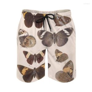 Heren shorts vintage wetenschappelijke illustratie van mot encyclopedie surfen op strandheren boardshorts patchwork surf zwem korte broek