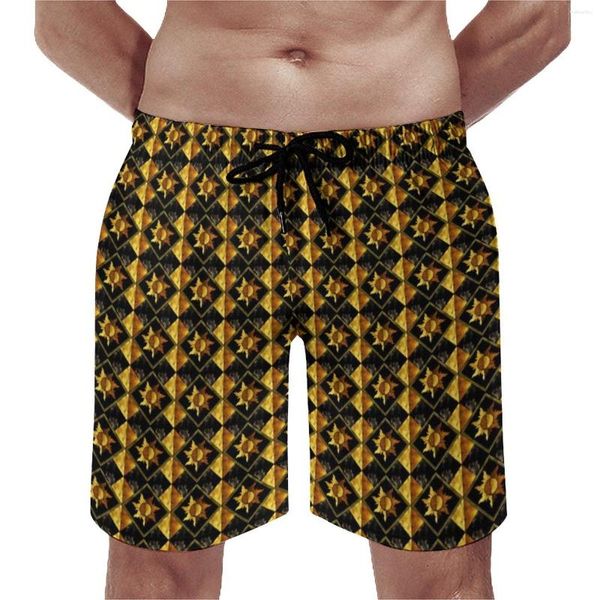 Pantalones cortos para hombre Símbolo vintage Gimnasio Sol negro y dorado Playa linda Diseño para hombres Surf Bañador de secado rápido Idea de regalo