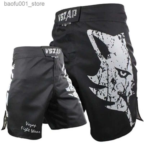 Pantalones cortos para hombres VSZAP Giant Wolf Fighter MMA Boxeo Gimnasio Sanda Thai Boxeo Entrenamiento Jujutsu Artes marciales mixtas Secado rápido Pantalones cortos deportivos transpirables Q240329