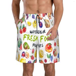 Shorts pour hommes Wansici Beach Pantalons pour adultes Collection aquarelle de fruits.Éléments de conception d'aliments frais dessinés à la main