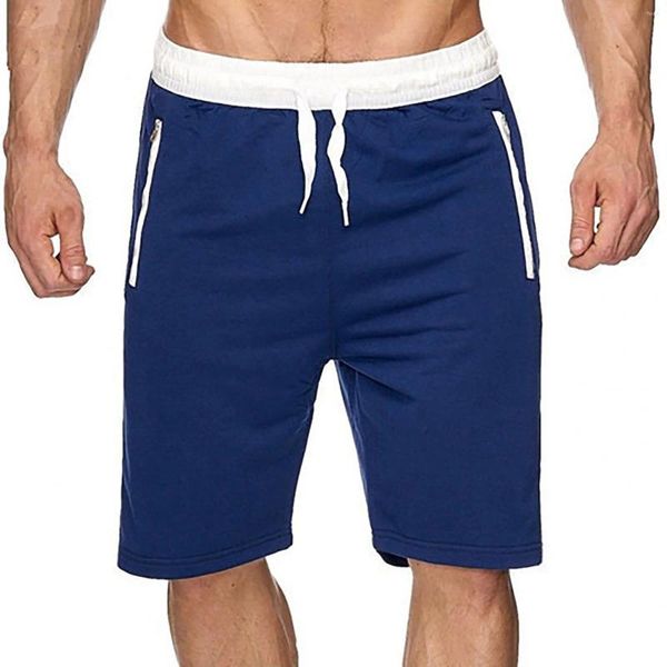 Pantalones cortos para hombres Cálido Cómodo Masculino Casual Mediados de cintura Pantalón Sólido Empalme Bolsillo Cordón Longitud de la rodilla Sullen Mens Verano Lino