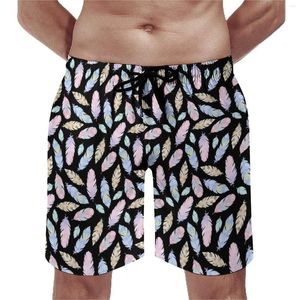 Shorts pour hommes Aquarelle Plumes Planche Été Couleur Impression Rétro Plage Homme Sports Surf Séchage Rapide Design Troncs