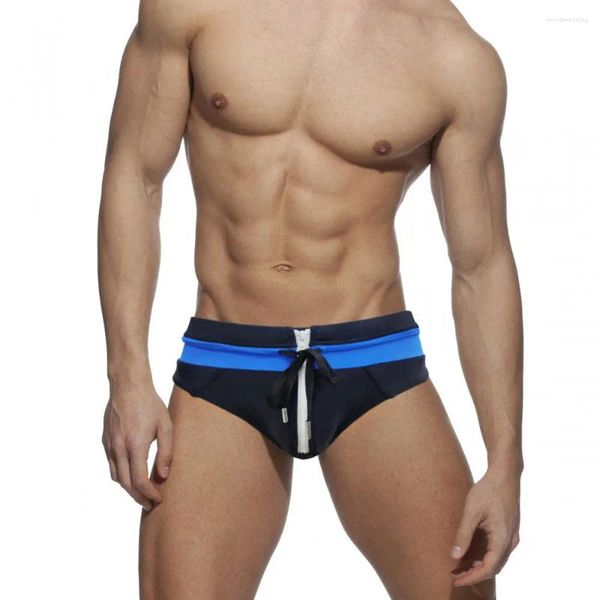 Pantalones cortos para hombres WF57 Zip Avant Sexy Cintura baja Hombres Traje de baño Verano Playa Nadar Calzoncillos Troncos Bikinis Fiesta en la piscina Trajes de baño ajustados