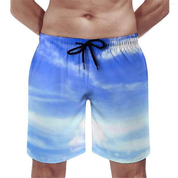 Shorts pour hommes White Cloud Board Summer Dramatic Blue Sky Running Beach Pantalon court Confortable Classique Personnalisé Grande taille Maillot de bain