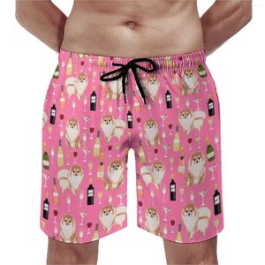 Shorts pour hommes Wine Lover Board Summer Pomeranian Dog Sports Surf Beach Homme Séchage rapide Design de mode Grande taille Trunks