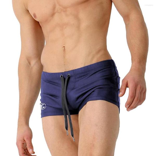 Pantalones cortos para hombres WK168 2023 Playa de verano Negro Azul oscuro Apretado Sexy Cintura baja Hombres Traje de baño Swim Briefs Troncos Natación Bikinis Trajes de baño