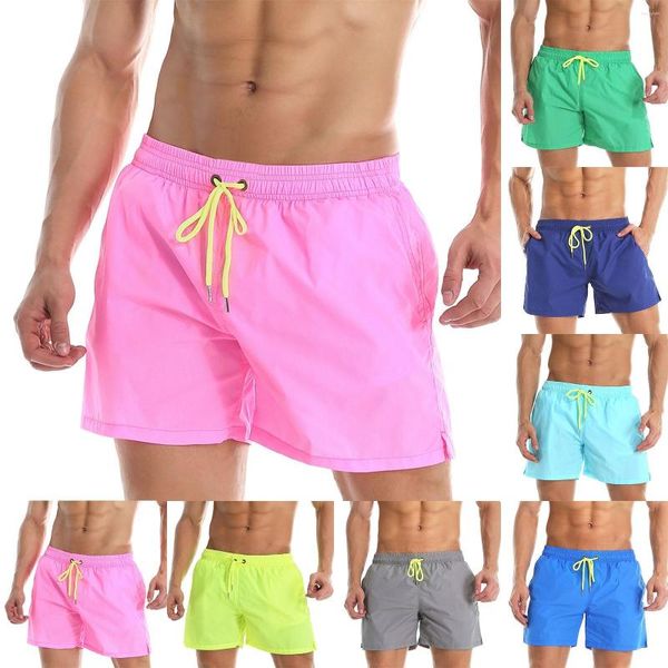 Pantalones cortos para hombres Mujeres Swim Trunk Color Sólido Grandes Deportes Casual Secado rápido Transpirable Hombres Tabla de playa