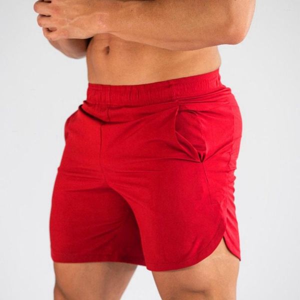 Pantalones cortos para hombres Entrenamiento Gimnasios Fitness Verano Secado rápido Flaco Joggers delgados Culturismo Entrenamiento Correr Rojo