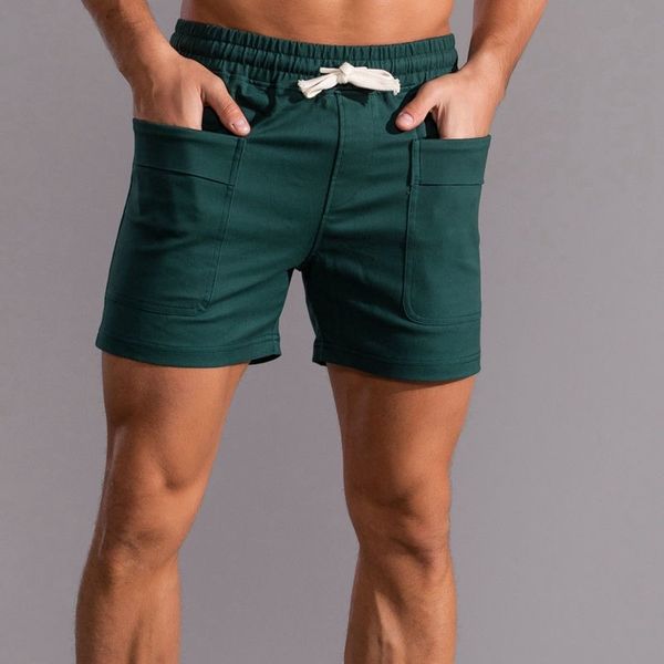 Shorts pour hommes shorts d'entraînement Men avec des poches avant shorts de gym masculins Fitness Wear Pure Coton Sweet Shorts Fashion Sportswear Bottoms 230419