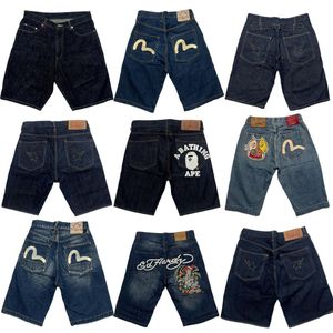 Shorts pour hommes Y2k gothique noir Denim pour hommes mode esthétique motif imprimé Streetwear Jean Gym décontracté ample pantalon de survêtement 230703